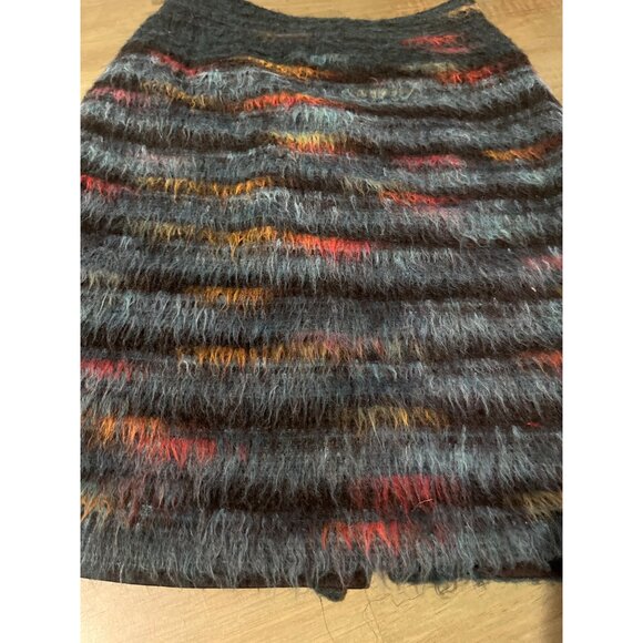 Maeve Multicolor Striped Fuzzy Wool Blend Mini Skirt - Picture 2 of 6